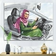 thumbnail image 2 of Arabian Lady Driving A Car II 40 in x 30 in Painting Canvas Art Print, by Designart, 2 of 4