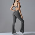 thumbnail image 3 of Women's Sleeveless Flared Jumpsuit Sexy Backless Bodycon V Back Yoga Jumpsuit, 3 of 3