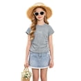 thumbnail image 6 of JUMEYU Tshirts for Kids Girls Tops for Girls Short Sleeve Shirt Girls Summer Tops Square Neck Slim Fit Tops Basic Tee Size 7-8 (Grey,7-8 Years), 6 of 8