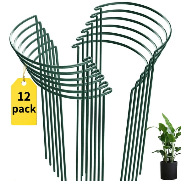 WLGJL 12 Pack Tall Snake Plant Support Stakes  Half Round Peony Cages and Supports for Indoor and Outdoor Plants – Plant Cage Ring Support for Flower - Peony, Tomato, Hydrangea
