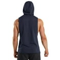 thumbnail image 2 of Fangasis Men's Hooded Tops Sleeveless Sweatshirt Solid Color Hoodies Men Lightweight Pullover Top Regular Fit Sport Navy Green XL, 2 of 6