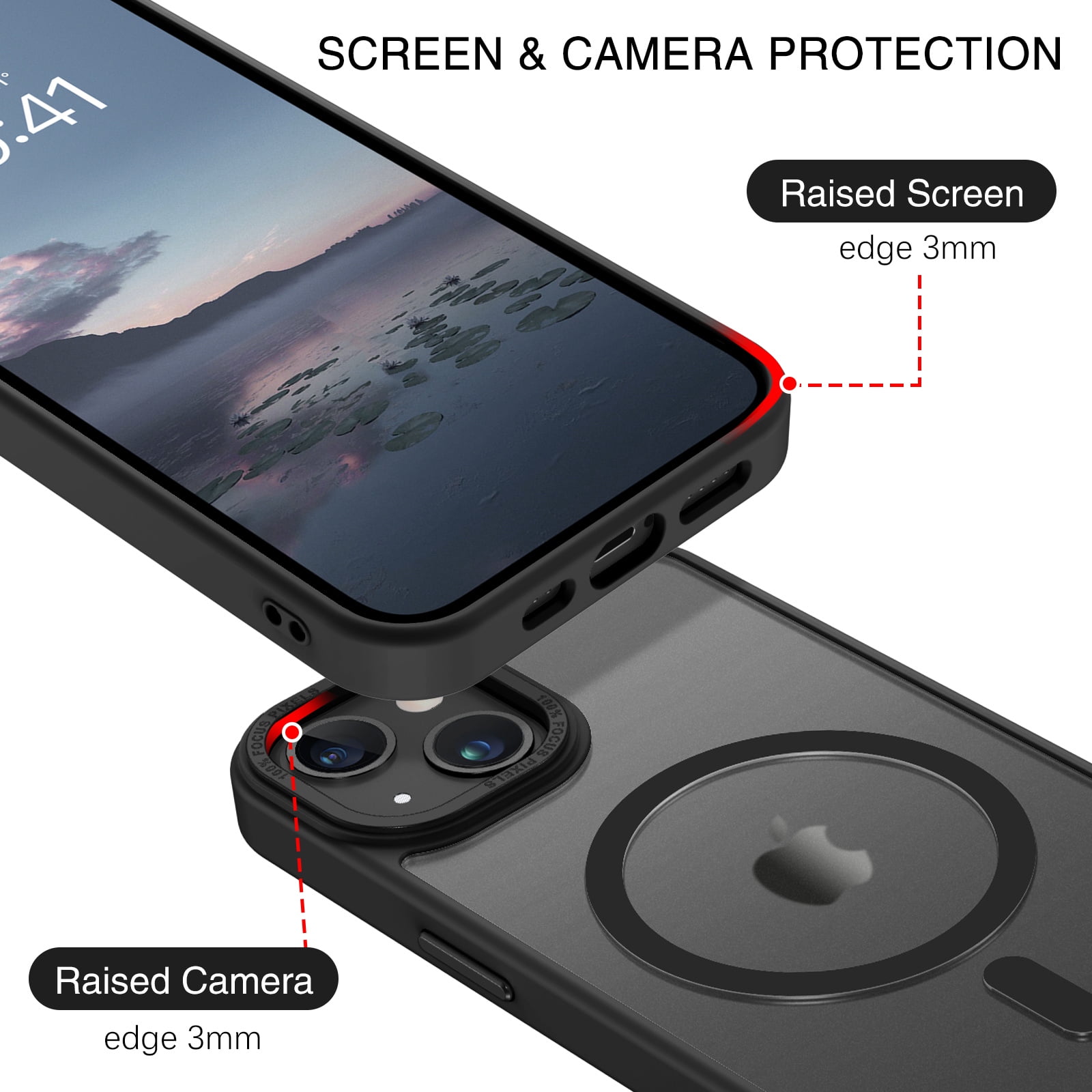 BENTOBEN Case for Iphone 13/14, 6.1" Slim Translucent Matte Magnetic Shockproof Cover, Black