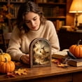 thumbnail image 5 of Witch Arched Wood Frame Tabletop Decor, Rustic Halloween Wall Art, Warm Spooky Artwork for Shelf Styling, Desk Decor, Living Rooms, Walls, 8.9 X 7.2 Inch, 5 of 7