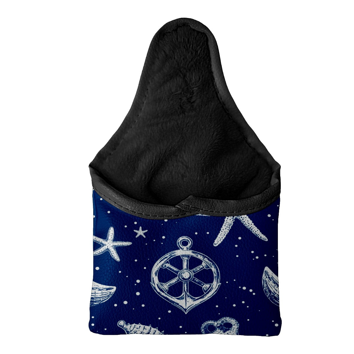 Golf Mallet Putter Cover Premium Leather Waterproof Golf Putter Head Cover with Magnetic Closure Ocean-themed Patterns