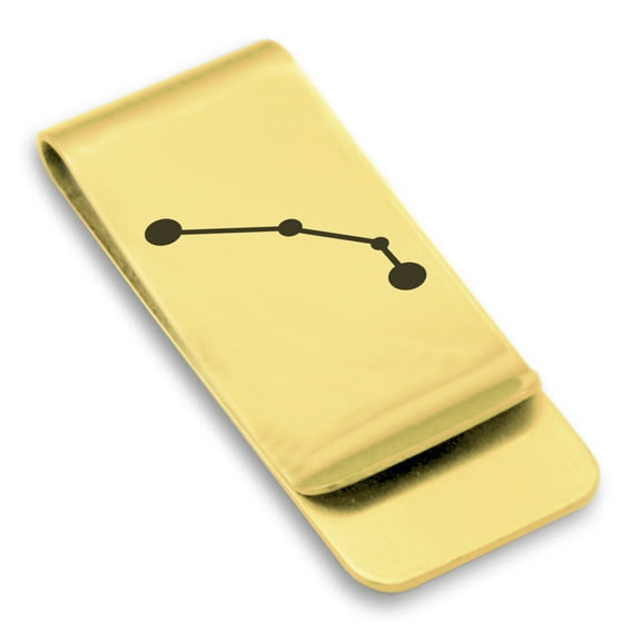 Stainless Steel Aries (Ram) Astrology Constellation Classic Slim Money Clip Credit Card Holder