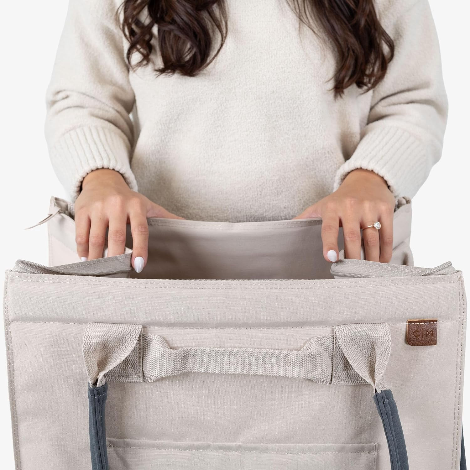 CleverMade Rolling Tote Cart 90L Collapsible Wheeled Bag, Cream