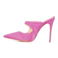 thumbnail image 2 of YDN Women Graceful Pointy Closed Toe Stiletto High Heel Mules Slip On Backless Pumps Clogs Slide Sandals Shoes Size 7.5 Fuchsia, 2 of 4