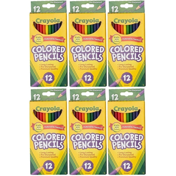 Lápices de colores Crayola Long Barrel en estuche de madera, paquete de 12 x 6
