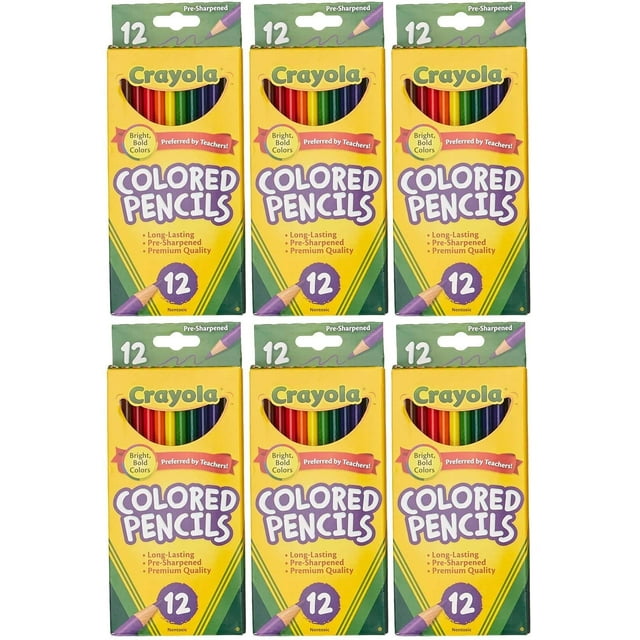 Lápices de colores Crayola Long Barrel en estuche de madera, paquete de 12 x 6