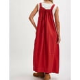 thumbnail image 4 of PUWEI Women's Loose Overall Dress Adjustable Straps Casual Barrel Midi Dress Bib Romper with Pockets, 4 of 7