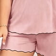 thumbnail image 4 of yillto Plus Size Women Pjs Set Short and Short Sleeve Shirts Sleepwear Summer Soft Pajamas Lounge Sets, 4 of 5