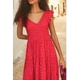 thumbnail image 3 of PRETTYGARDEN Women's Summer Flowy Maxi Dress Casual Cap Sleeve V Neck Smocked Beach Sundress, 3 of 6