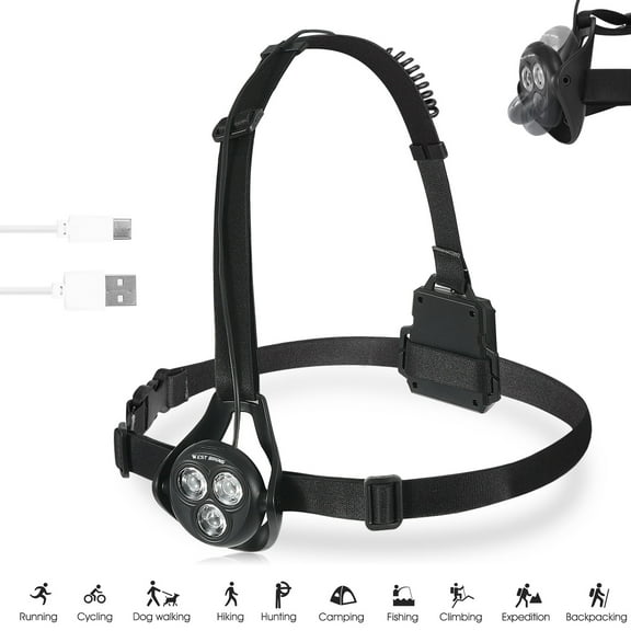 West Biking 3 Beads Night Running Light LED Outdoor Sports Chest Lamp IPX5 Waterproof