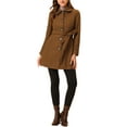 thumbnail image 2 of INSPIRE CHIC Women's Winter Elegant Contrast Color Lapel Collar Long Trench Coat, 2 of 6