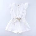 thumbnail image 2 of Jalioing Newborn Baby Girl Ruffled Rompers Crew Neck Cotton Bodysuits Summer Breathable Infants Jumpsuits (2-3 Years, White), 2 of 9