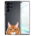 thumbnail image 1 of WIRESTER Transparent Soft Gel TPU Clear Case Slim Protective Cover for Samsung Galaxy S22 Ultra 6.8" 2022, Animal Ginger Orange Tabby Maine Coon Cat, 1 of 3