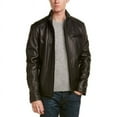thumbnail image 2 of Cole Haan Men's Stand Collar Genuine Leather Jacket (Java, XXL), 2 of 2