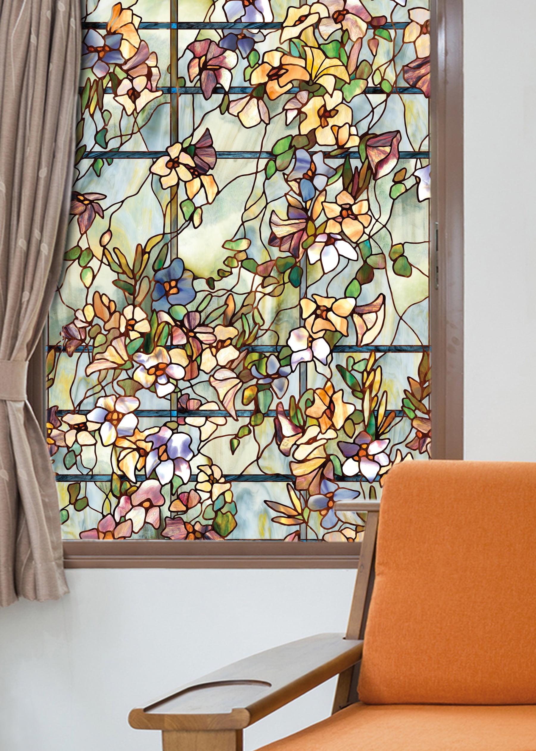Decorative Privacy Window Film Terrazzo Faux Stained Glass Design Covering 24X36 