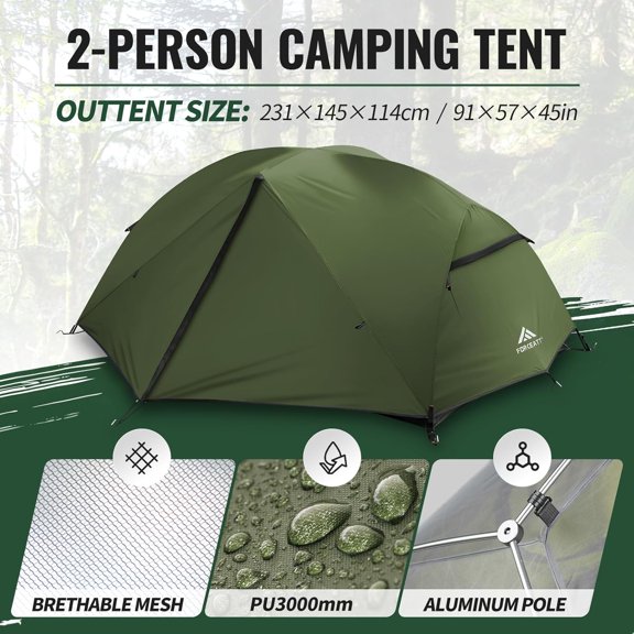 Tent for 2 and 3 Person is Waterproof and Windproof, Camping Tent for 3 to 4 Seasons,Lightweight Aluminum Pole Backpacking Tent Can be Set Up Quickly,Great for Hiking