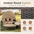 thumbnail image 5 of SOLAURA Outdoor Patio Round Daybed with Retractable Canopy, Wicker Furniture Sectional Couch with 4 Light Brown Pillows for Backyard, Porch, Pool, 5 of 8