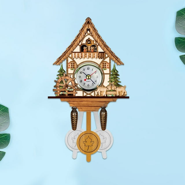 Kqegk Cuckoo Cuckoo Wall Clock Chime Alarm Clock Retro Clock Wooden Living Room Clock