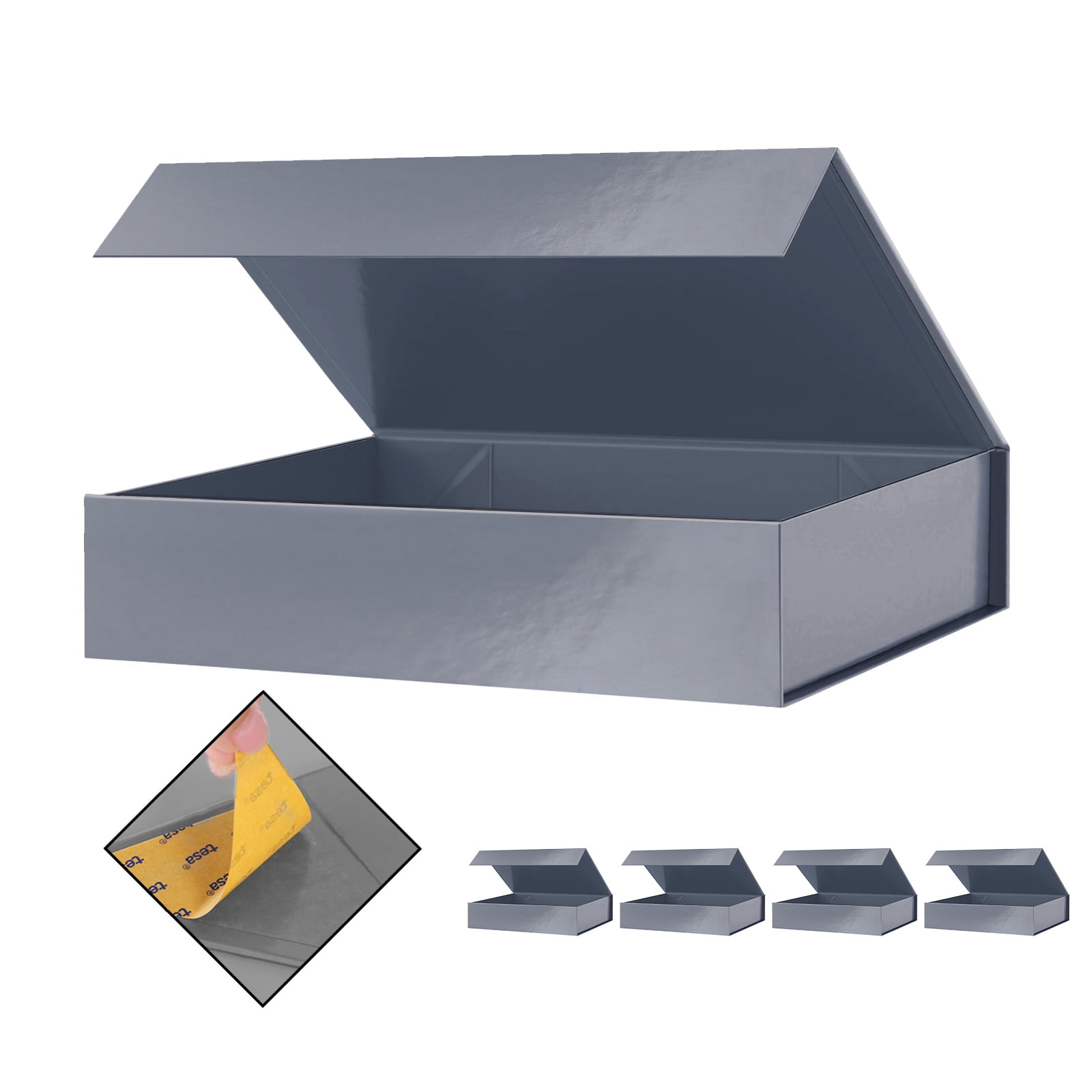 5 Gift Boxes 11x7.8x2.3 Inches, Shirt Gift Boxes, Grey Gift Boxes with Lids for Presents