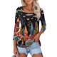 thumbnail image 1 of Blusa de manga larga con estampado floral de Halloween para mujer: blusa informal con cuello cuadrado para otoño, 1 of 4