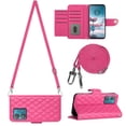 thumbnail image 2 of SaniMore Case for Motorola Edge 40 Neo, PU Leather 3D Lattice Stylish for Girls Crossbody Lanyard Flip Kickstand Card Slots Cash Pocket Magnetic Clasp Full Protective Shockproof Wallet Shell, Rose, 2 of 9