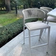 thumbnail image 4 of PURPLE LEAF Outdoor Bar Stool Set of 2, Modern Aluminum Rattan Wicker Bar Chairs with Backrest and Cushion, All-Weather for Kitchen, Patio, Pool, 4 of 9