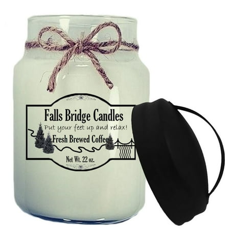 Fresh Brewed Coffee Scented Jar Candle, Large 22-Ounce Soy Blend, Falls Bridge