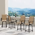 thumbnail image 3 of ELPOSUN Patio Swivel Bar Stools Chair of 4, Outdoor Bar Height Set, All Weather High Back and Armrest Rocking Stools & Bar Chairs for Backyard, Lawn Garden, Balcony and Pool, Brown, 3 of 6