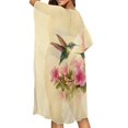 thumbnail image 5 of SCRAWLGOD Hummingbird Floral Print Kimono Swimsuit Coverup Casual Loose Beach Cover Up Soft Quick Dry Bathing Suit Cover Up for Women, 5 of 6