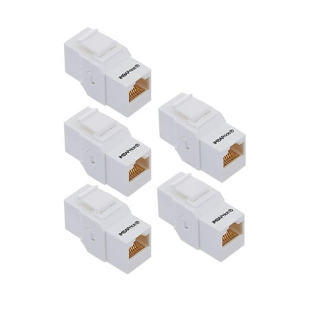 White Cat5e Keystone Coupler - iMBAPrice Unvieral RJ45 Keystone Jack Inline Coupler for Cat6 / Cat5e Keystone Wall Plate (5 Pack) White
