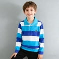 thumbnail image 5 of DxhmoneyHX Boys Long Sleeve Shirts Cotton V Neck Lapel Qaarter Zip Striped T Shirts Classic Summer School Uniform Tops Age 3-15Years, 5 of 6