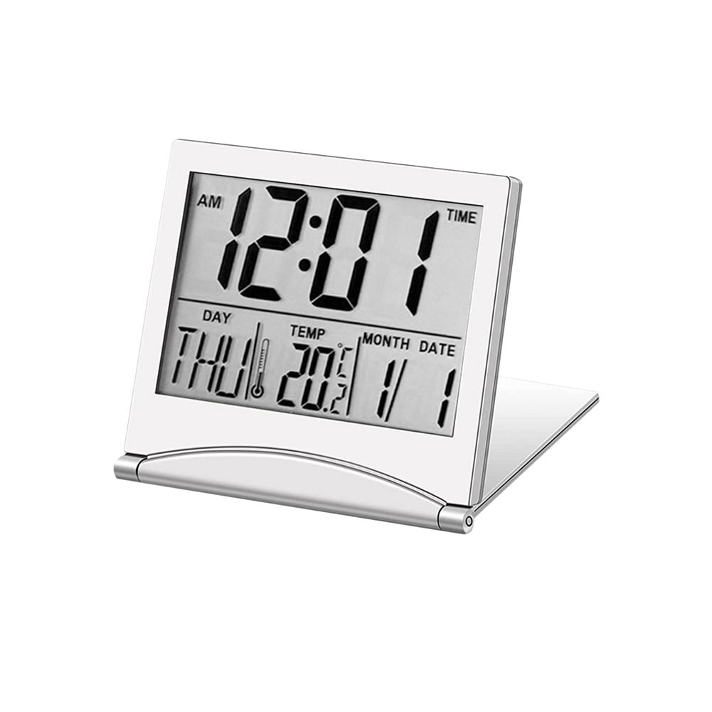 Electronic Folding LCD Digital Alarm Clock Desktop Temperature ...