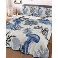 thumbnail image 3 of Quilts Full Size Bedding Set, Vintage Jellyfish Coastal Lightweight Quilted Comforter, Navy Blue Nautical Summer Ocean Soft Reversible Bedspread Coverlet with Pillow Covers for All Season, 78" x 90", 3 of 7