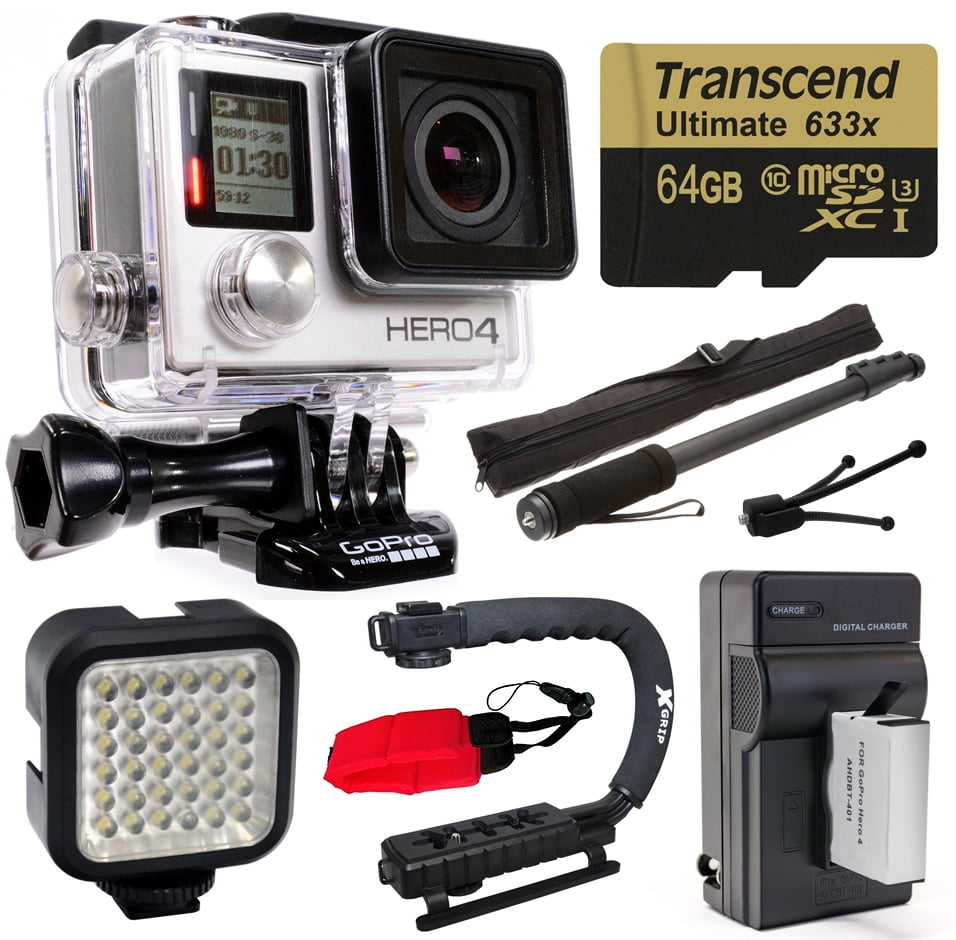 Buy GoPro Hero 4 HERO4 Black Edition 4K Action Camera Camcorder with 64GB MicroSD Card, Battery + Charger, Opteka X-Grip,... by GoPro