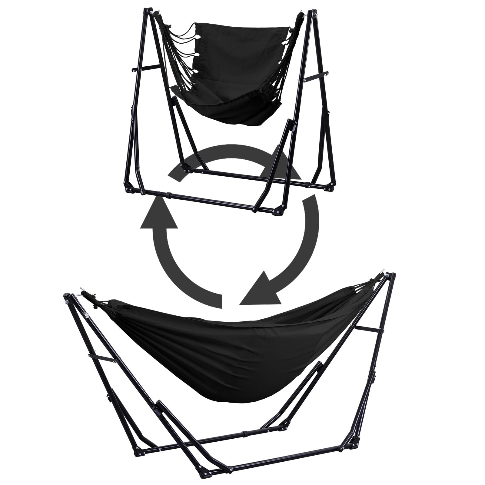 Ainfox 2 in 1 Hammock and Swing Chair with Stand, 550 lbs Capacity，Black