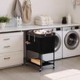 thumbnail image 6 of 2-Tier Rolling Laundry Basket, Heavy Duty Metal Frame with Lockable Wheels, Large Capacity Clothes Hamper for Bedroom Dorm Closet Organization, Black, 6 of 6