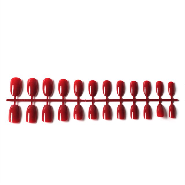 24 Pcs Ongles Courts Ballerine Résistants aux Rayures Pointe Cercueil Courts Faux Ongles Colorés Style Français DIY Personnalité Unique Ongles Acryliques 2rouge Vin