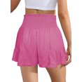 thumbnail image 4 of SLADYGLO Women Strappy Elastic Pleated Waist Wide-Leg Ruffle Hem Versatile Shorts, 4 of 6
