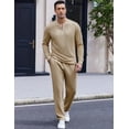 thumbnail image 2 of COOFANDY Men's Quarter Zip Polo Sweatsuit Polo 2 Piece Set Jogging Outfits Tracksuit Athletic Pants and Long Sleeve Casual Sports Set, 2 of 13