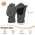 thumbnail image 5 of GIRACOA Winter Winter Fingerless Wool Gloves, Knitted Thermal Convertible Mittens Flap Cover for Women and Men(Heather Gray), 5 of 7