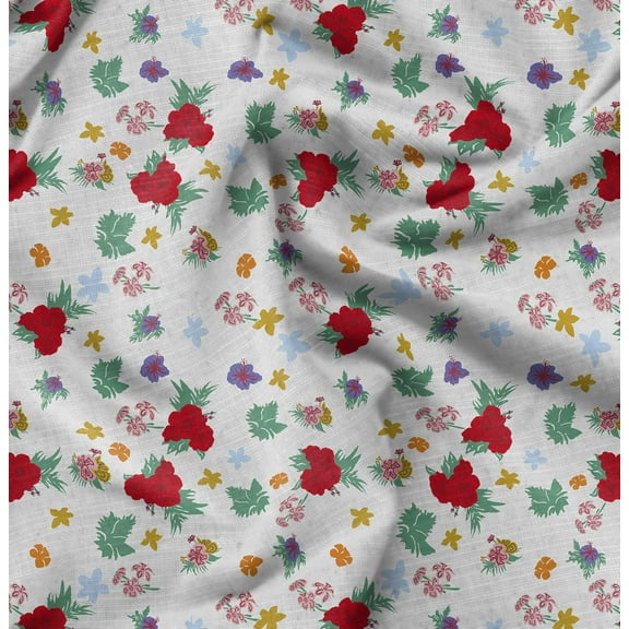 Soimoi Pure Silk White Fabric By the Yard - 42 Inch Wide - Florals Print Fabric - Elegant and Timeless Patterns for Fashion and Home Decor Printed Fabric