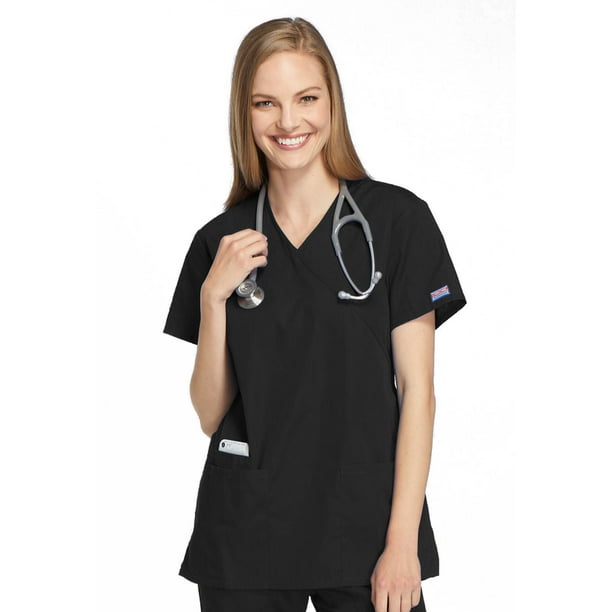 Cherokee Cherokee Workwear Scrubs Top for Women Mock Wrap Tunic Plus