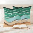 thumbnail image 3 of Green Beach Outdoor Waterproof Pillow Covers, Abstract Stripes Gradient Ocean Brown Sand Decorative Square Throw Pillowcase Sofa Cushion Sham for Patio/Couch/Chair, 20"x20" 2 Pack, 3 of 8
