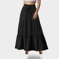 thumbnail image 2 of YDFCWXW Women's Boho Flowy Swing Tiered A-Line Maxi Skirt 2025 Fashion Trendy Elastic Waist Pleated Long Dress Black, S, 2 of 4