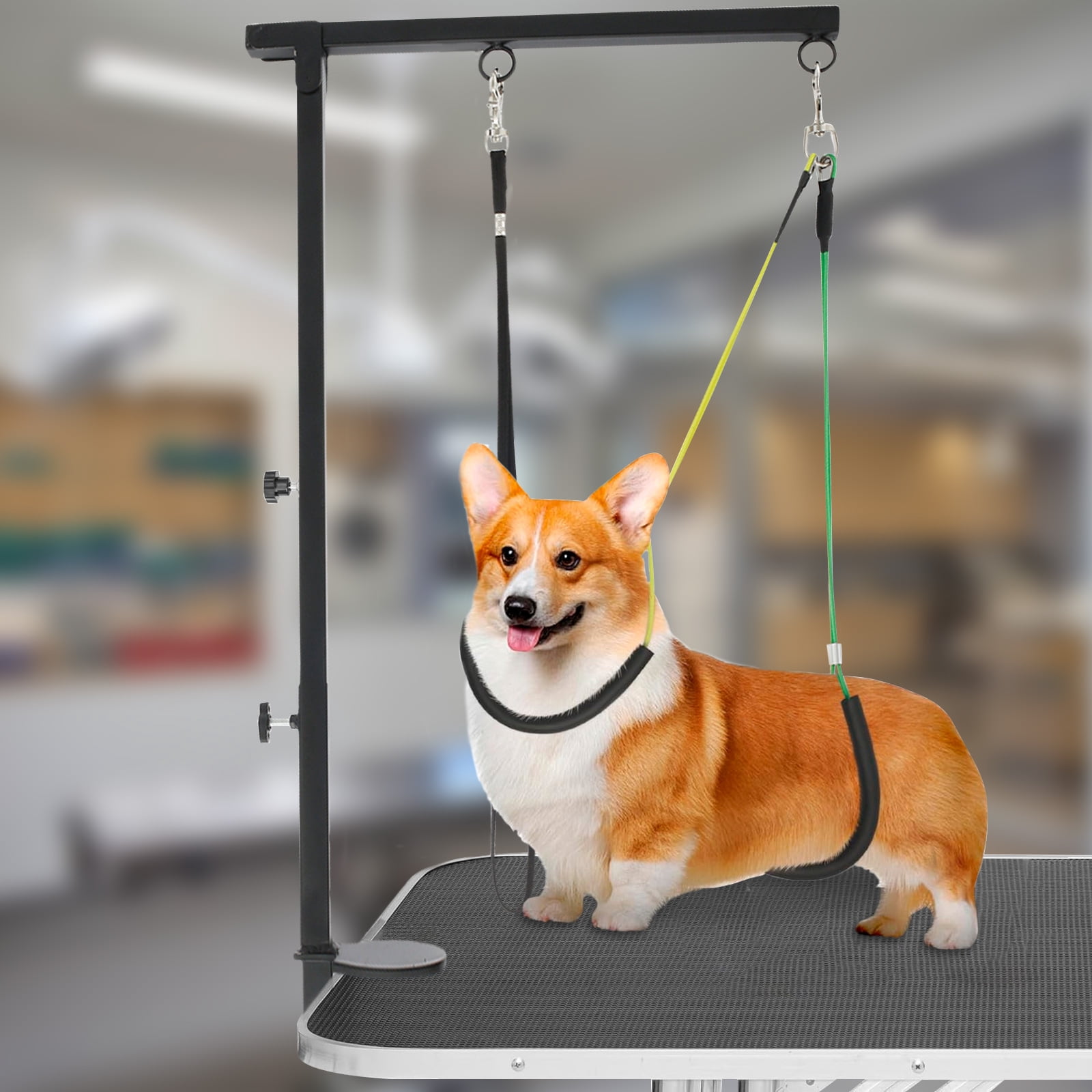 Wekvgz Dog Grooming Table Arm with Clamp Adjustable Iron Pet Grooming Arm Space Saving Dog Grooming Harness Stand for Trimming Drying Nail Clipping Haircut (Table Not Included)