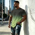 thumbnail image 4 of Mens T-Shirts Crew Neck Gradient Short Sleeve Loose Fit Sports Cotton Summer Streetwear Mint Green XL, 4 of 5