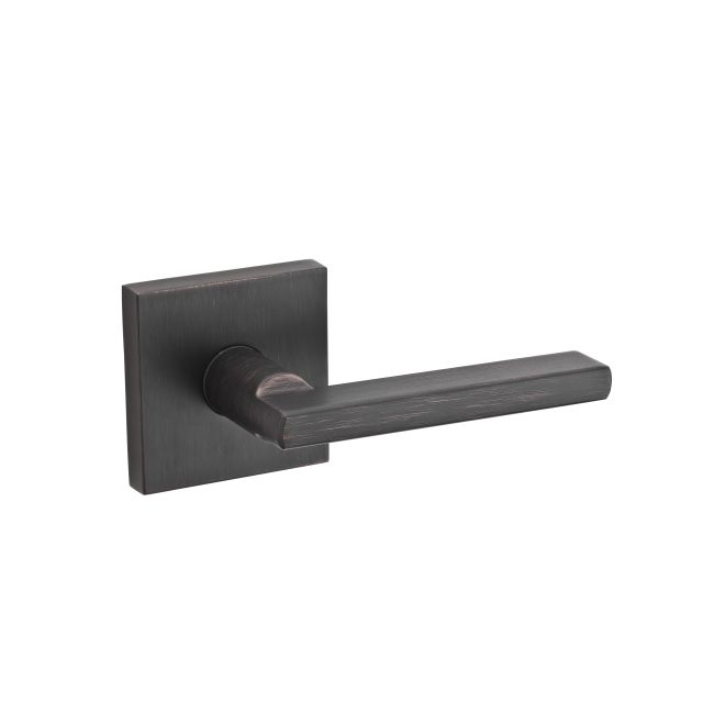 Kwikset Halifax Lever with Square Rose Trim in Bronze